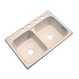 ニューポート差し込み式アクリル33 x 22 x 9で。4-holeダブルボウルキッチンシンクin Peach Bisque