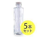 ガラス瓶角型150ml×5本セット(スクリューキャップ付)(ガラス容器/オイル用空瓶 ハーバリウムオイル用 インテリア雑貨)