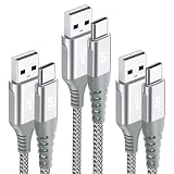 USB Type C ケーブル【1m+2m+3m/3本セット】Sweguard USB-C & USB-A 3.1A USB C ケーブル急速充電 タイプc 充電ケーブル iPhone16/iPhone 15 Pro MAX, iPad Pro,Samsung Galaxy S25/S24/S23,Sony,Xiaomi,Huawei,Pixe,usb type c機器と互換性があり(シルバー)