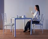 2人用 10ミリ厚強化ガラス　ダイニングテーブル3点セット　ホワイト(白）　75x75cm