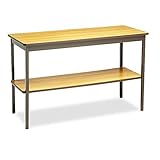 Barricks Utility Table With Bottom Storage Shelf Rectangle 48w x 18d x 30h Oak [並行輸入品]
