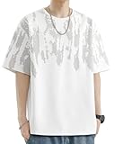 [Bligo] 夏服 メンズ tシャツ 半袖 大きいサイズ 無地 五分袖 クルーネック 速乾性 肌に優しい Tシャツ カジュアル カッコイイ おしゃれ ゆったり オシャレ 柔らかい 服 White-3XL