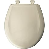 Round Closed Front Plastic Toilet Seat with Cover, Almond by Bemis