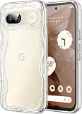 Casesmo google pixel 7A 用 ケース かわいい クリア ウェーブ おしゃれ TPU素材 韓国 可愛い pixel7aスマホケース 人気 女性 シンプル 滑り止め 耐衝撃 指紋防止 レンズ保護 うねうね ストラップホール付き ピクセル 7a 対応 カバー 透明