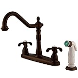 Kingston Brass KB1755TX French Country Center Set Kitchen Faucet with Sprayer, 8-5/8-Inch, Oil Rubbe