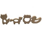 Kissteether 8pcs DIYウッドバイキングウルフマンダリンダックフォックスベビーテザー看護師ベビーティーンティッグおもちゃオーガニックベビーぬいぐるみおもちゃ手作り赤ちゃん木製歯垢ギフト