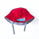 (コ-ランド) Co-land ベビー用ハット つば広 赤ちゃんキャップ キッズ 帽子 子供サンバイザー フィッシャーマンハット ワニ飾り 女の子 男の子 男女児 紫外線 UVカット レッド 48cm