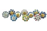 set of 10 colorful flower and leaf door cupboard cabinet knobs drawer pulls Small 1.5" diameter