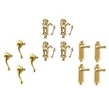 Fenteer 1/12スケール　ドールハウス付属品のため　16点セット　ミニ　合金製　ドア　プル　ハンドルロックキー