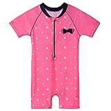 BAOHULU ベビー　女の子 半袖　花柄 　心柄　可愛い　日焼け止め 連体水着　スクール 　幼稚園用 (2-３歳(ラベル NO.3A), 心)