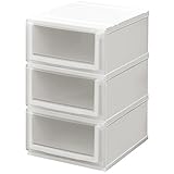 日本製 収納ケース 収納チェスト くもりガラスのような前面パネル クリアチェスト (35cm幅 3段)