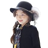 ARAUS　女の子　帽子　礼帽　けだま　丸い　アーチ形　淑女　親子帽子　ウサギの毛　キッズ　ガールズ　子供　ガールズ　室外　パーティー　おしゃれ　優雅　美しい　春　冬（8-16歳用） (8-16歳, 