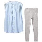 アビックス マミールナ マタニティパジャマ半袖 授乳便利仕様 M-L ブルー ダブルガーゼ・スムース 377445