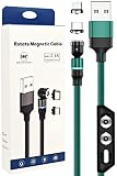 (株)アトラス 2.4A マグネット充電ケーブル 1本 1m 緑 急速充電 LEDライト USB ケーブル/マグネット端子: microUSB TypeC/端子ケース/パッケージ付き