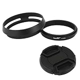 Haoge LH-X53B レンズフード、アダプタリングキャップ付、for 富士フイルム Fujifilm Fuji FinePix x100vi X70 X100 X100S X100T X100F X100V カメラ用、黒