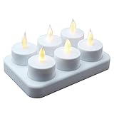 Brite Starホワイト充電式電池式Flameless LED照明付きちらつきティーライトキャンドル、6パック