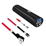 YIYU エアコンプレッサー 空気入れ 小型電動ポンプ 携帯便利 LEDライト付 自動車 バイク 自転車 ボール 浮き輪 風船用 充電式(black)