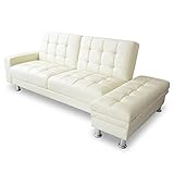 ソファーベッド 収納 【コンフォルト レザー ホワイト】 合皮 3人掛けソファー シングルベッドサイズ ソファーベット 幅：205cm （KIC）