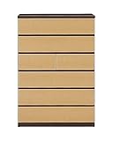 大川家具 関家具 ハイチェスト 80cm幅6段 ナチュラル/ブラウン 196221