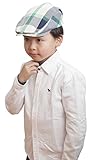 (トヨベイ)Toyobuy 子供用 チェック柄 キャスケット ハンチング帽 可愛い 赤ちゃん 男の子 女の子 つぼ短い キャップ 通学 お出かけ 日よけ （グリーン）