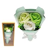 BIO ソープフラワー 花束 3輪 ギフト 枯れない 花 フラワーブーケ プレゼント 誕生日 記念日 お祝い 母の日 敬老の日 (グリーン)