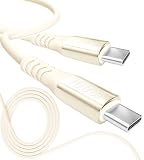 13カラー 4長さ PD急速 15W 60W 100W 100％シリコン 超高耐久 USB-A Type-C to Type-C【inklink Japan公式】充電ケーブル iPhone 充電コード USB-C 機器対応 急速充電 PC/パソコン/ノートパソコン/iPhone/iPad/Android (Type-C to Type-C PD100W, バニラ, 2m)