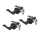 Probrico波スタイルドアレバー内部寝室Entrance 1つキー溝エントリドアロックキー設定Lockset in Oil Rubbed Bronze 3 Pack HMDL12061-ORBET