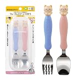 EDISON mama(エジソンママ) フォーク&スプーンKID's 16cm 3歳~ ケース付/ねこ ステンレス