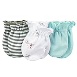 カーターズ（Carter's）男の子用水色xカーキボーダーxワンちゃん柄コットン素材ベビーミトン3個セット,出産祝い [並行輸入品]