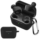 BUITFOU Sennheiser CX True Wireless SE ケース ゼンハイザー（Sennheiser）CX True Wireless/CX True Wireless SE 保護カバー 柔らかい シリコン製 落下防止 キズ防止 耐衝撃 防塵 軽量 装着充電可能 カラビナ付き 紛失防止(ブラック)
