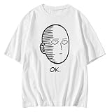 アニメ One Punch Man ワンパンマン サイタマ Tシャツ メンズ レディース 半袖 綿 白 夏 丸襟 ゆったり おしゃれ 通勤 通学 おおきいサイズ プリントＴシャツ 面白い ホワイト