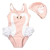ベビー女の子水着キュートなワンピース水着Swim With帽子1 – 6歳の幼児Kid カラー: ピンク