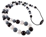 Chew-Choos 'Playdate' Silicone Nursing and Teething Necklace - Modern Eco-friendly Baby Teether (Bla