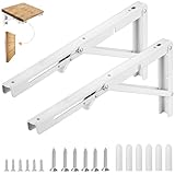 COCIVIVRE 折りたたみブラケット 棚受け金具 L字型 ブラケット l字金具 棚受け 耐荷重100kg 壁掛け 2本セット ネジ付き (白、60cm)