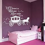 Wall Decal Decor Cinderella Quote - A dream is a wish your heart makes Wall Decal with Princess Carr