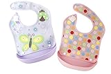 BABY tree ポケット 外せる! お食事 防水 ソフト スタイ ビブ 2枚セット (ガールズ)