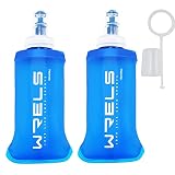 ソフトフラスク ハイドレーション ランニング ボトル 水筒 150ml/250ml/500ml 折りたたみ 防塵キャップ付き 軽量 トララン マラソン ハイキング 登山(青,150ml*2)