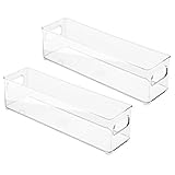 High Quality Refrigerator and Freezer Storage Organizer Bins for Kitchen, 4 x 4 x 14.5, Set of 2, Cl