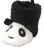 C-Princess 幼児 キッズ パンダ ルーム シューズ ファーストシューズ ショートブーツ 新生児 赤ちゃん ベビー靴 歩行靴 可愛い ふわふわ 防寒 ブラック 11cm