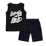 男の子服タンクトップデニムショーツ2 pc clothingセットプリント2色 カラー: ブラック