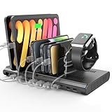 Alxum USB 充電ステーション 120W 10ポート(QC3.0*1+USB C*1+PD 45W*1+USB A*7) 5V 3A 10台同時充電 PSE認証済 仕切り板調整可能 スマホ/Android/iPhone/iPad/kindle/タブレット/PSP対応 黒 -充電ケーブルは含まれていません