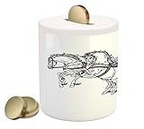 TogaパーティーコインボックスBank by Ambesonne、ローマ戦士in a chariot pulled by 2つ馬キャリッジHistoricモノクロ、印刷セラミックコイン銀行お金ボック