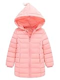 女の子 ダウンコート 子供服 キッズ 子供 ロング ダウンジャケット 女児 軽量 秋 冬 暖かい ライトダウン フード付き ピンク 90