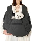 monchéri モンシェリ [キルティングメッシュ付きフロントリュック] 犬 キャリーバッグ・スリング 小型犬 (S/チャコールグレー) 飛び出し防止 軽量 抱っこ紐 お出かけ 旅行 犬用