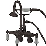 Kingston Brass CC305T5 Vintage Leg Tub Filler with Hand shower Wall Angle Arm, Oil Rubbed Bronze by 