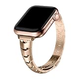 [Fullmosa] スリムメタルバンド Apple Watch バンド 41mm 40mm 38mm対応、ドレッシーステンレススチールチェーンストラップ レディース iWatch バンド シリーズ 9 8 7 6 5 4 3 2 1 SE 用、シルバー （ローズゴールド、38mm/40mm/41mm)