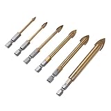 6個入り ガラスドリルビット ガラス タイル スレート 陶器 鋳物の穴あけ用 4mm/5mm/6mm/8mm/10mm/12mm