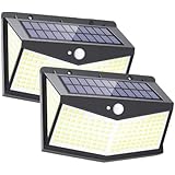 2個セット ソーラーセンサーライト【212LED 10H超長照明】4面発光 光＆人感センサー 防犯ライト 3つ点灯モード 太陽光発電 IP65防水 自動点灯/消灯 ガーデンライト 屋外ウォールライト ガーデン/玄関/駐車場/地震/停電時適用