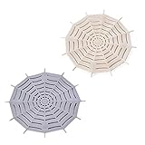 OUNONA 排水口蓋 台所 バス スパイダーウェブ型 吸盤付き 2個セット（ベージュ+グレー）