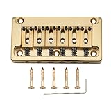 Musiclily Ultra 10.5mmブラス固定ハードテイルブリッジ 6弦ストラト/テレキャスターエレキギター用、ゴールド